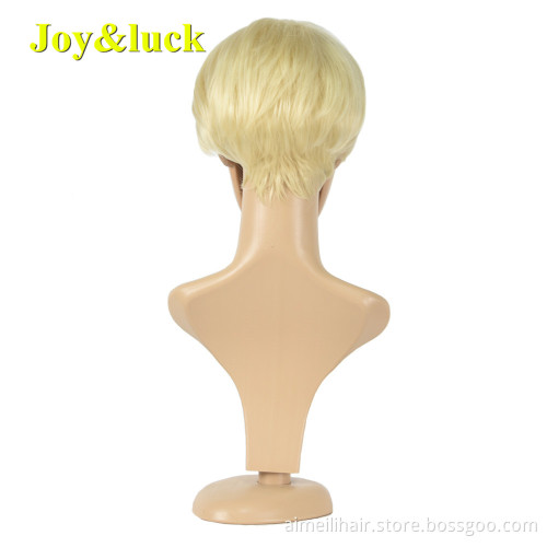 Blond Male Wholesale Mens Hair for Blonde Color Party or Cosplay Wigs Man Straight Men Wigs Short Natural Synthetic Hair Wigs
